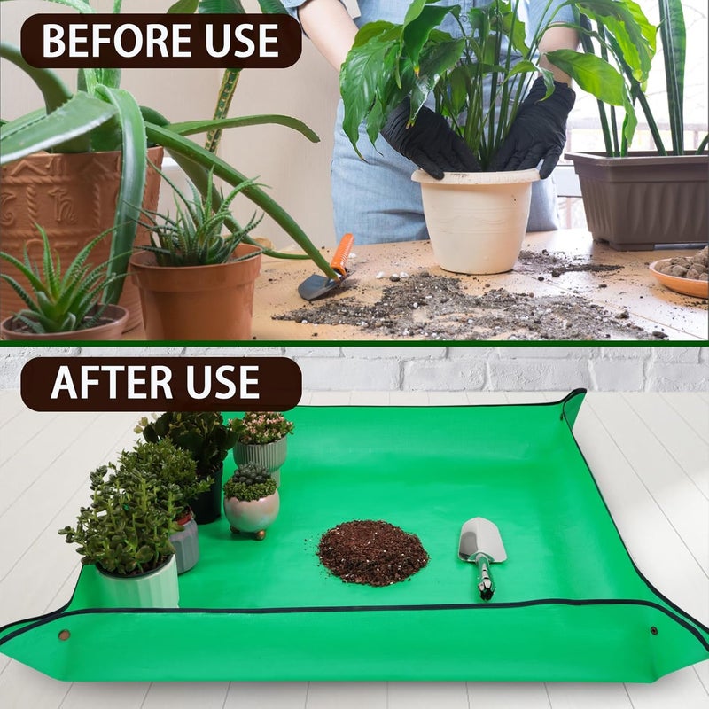 WondMall 26.8" x 26.8" Plant Repotting Mat Waterproof Transplanting Mat Indoor Succulent Potting Mat Portable Gardening Watering mat Square and Foldable Garden mat - Image 2
